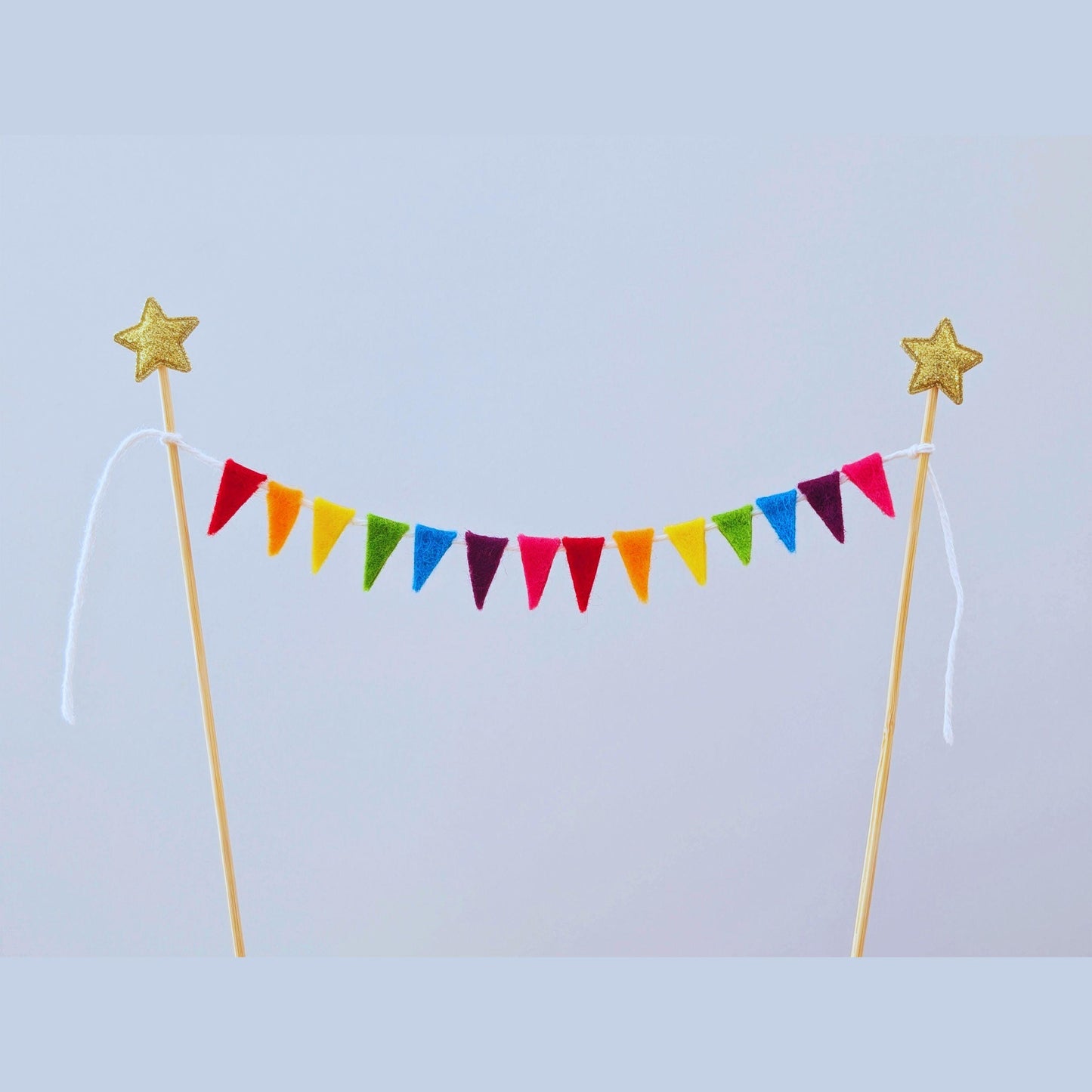 Felt Rainbow Cake Topper Bunting with Isosceles Triangle Flags
