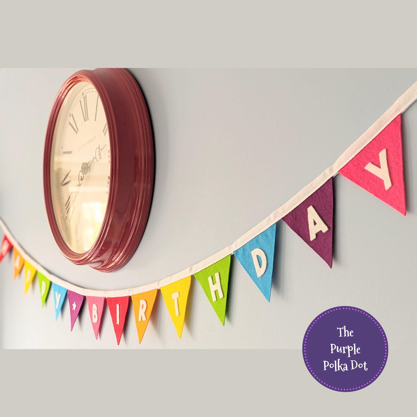Happy Birthday felt rainbow bunting with die-cut lettering
