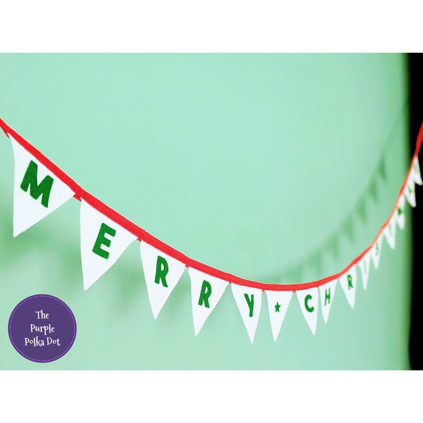 Merry Christmas felt festive bunting in traditional colours