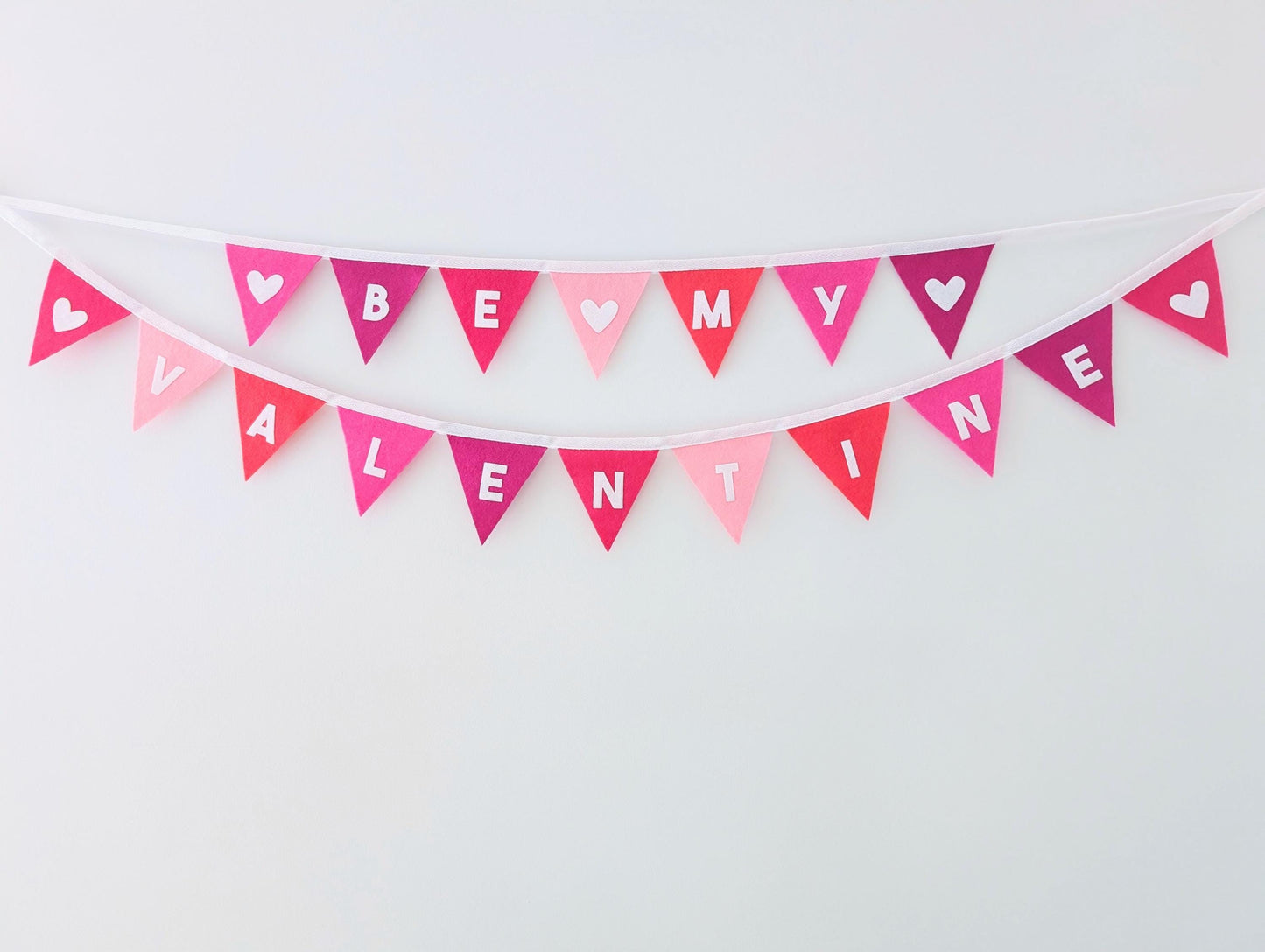 Felt Valentine's Day bunting: Be My Valentine banner in mixed pinks