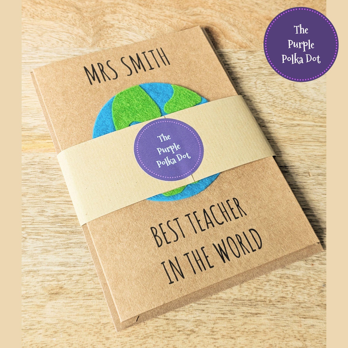 Personalised best teacher in the world card, end of year thank you teacher gift, thank you card for teacher, custom teacher gift, handmade