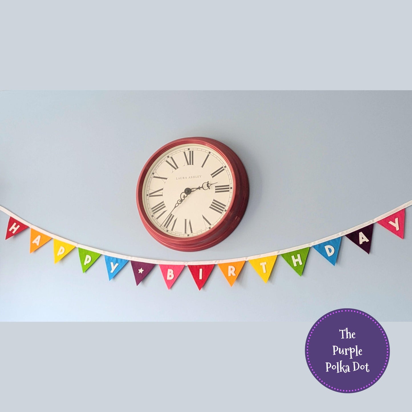 Happy Birthday felt rainbow bunting with die-cut lettering