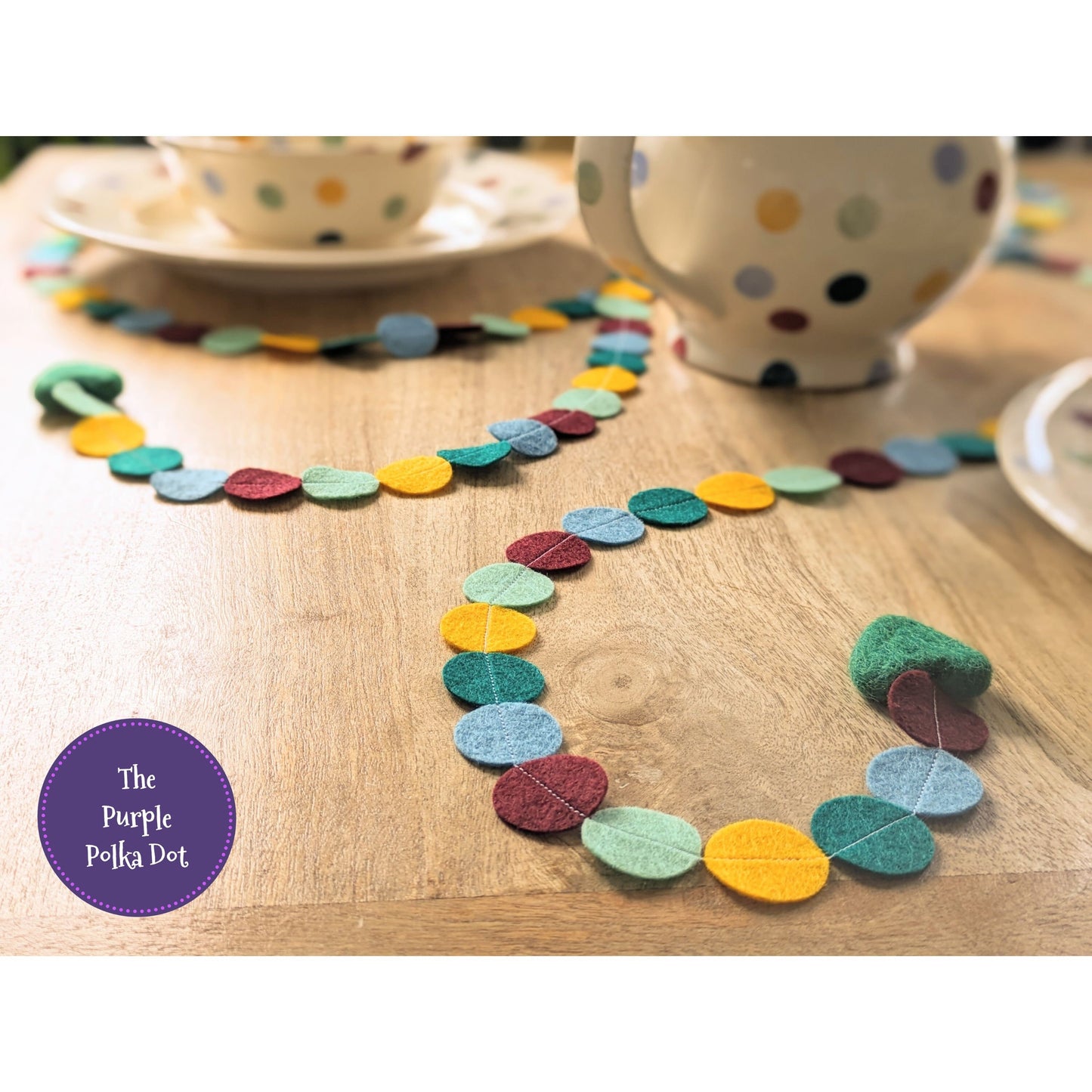 Emma Bridgewater Polka Dot inspired felt circle garland