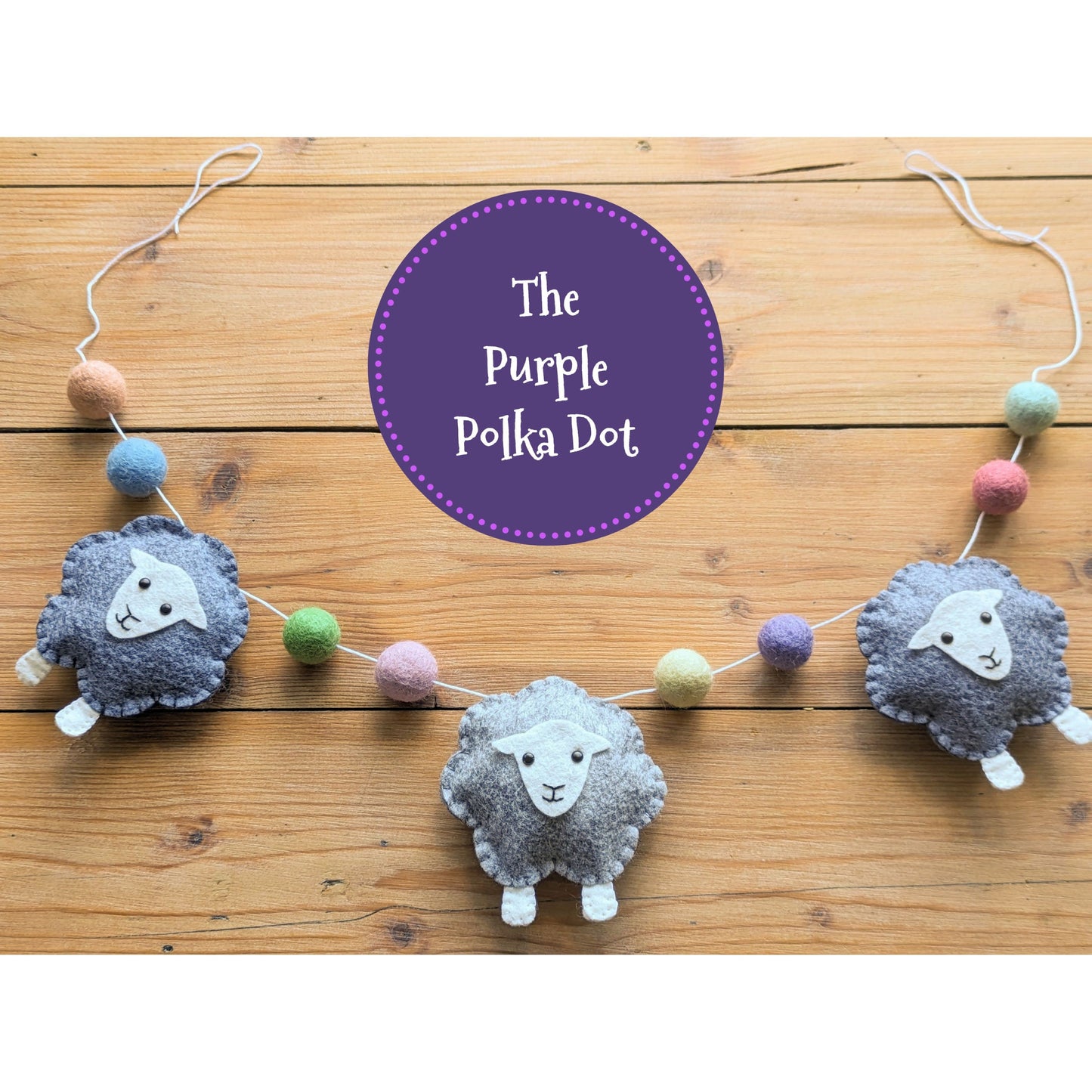 Felt Easter spring sheep nursery garland