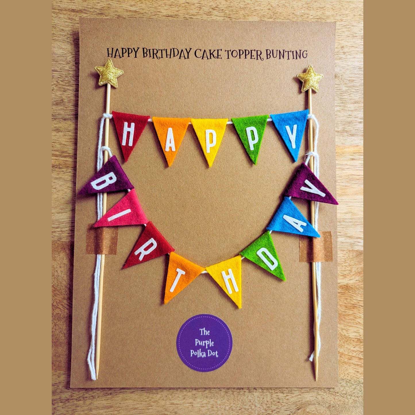Happy Birthday Cake Topper Bunting in Rainbow Colours