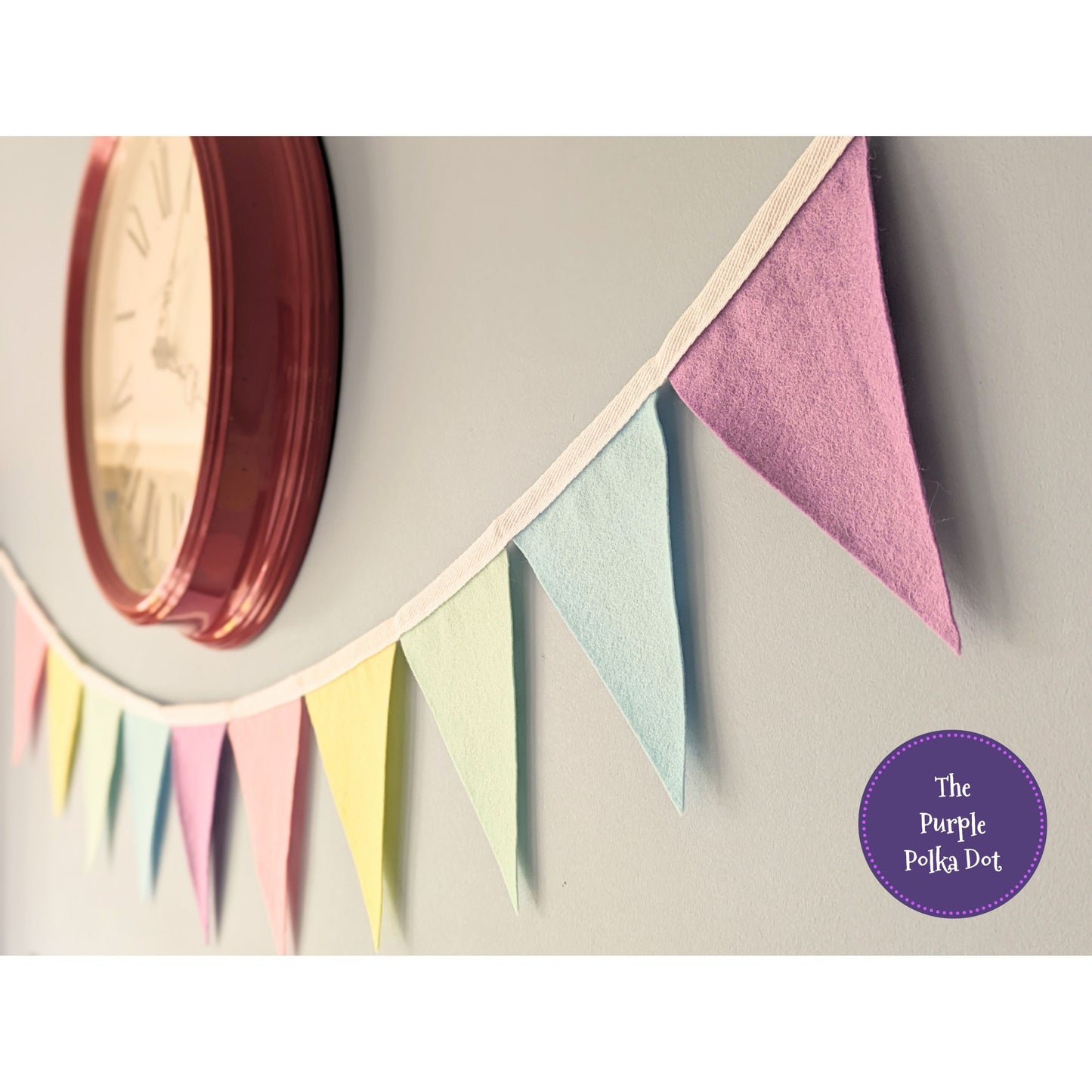 Rainbow pastel felt bunting by the metre