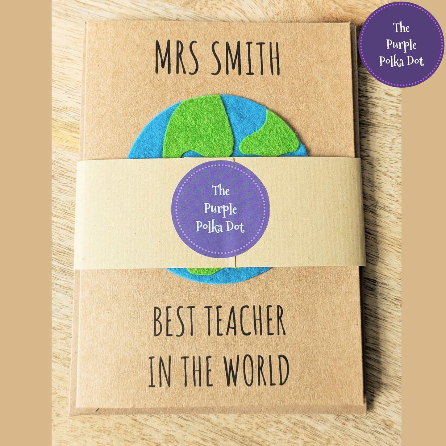 Personalised best teacher in the world card, end of year thank you teacher gift, thank you card for teacher, custom teacher gift, handmade
