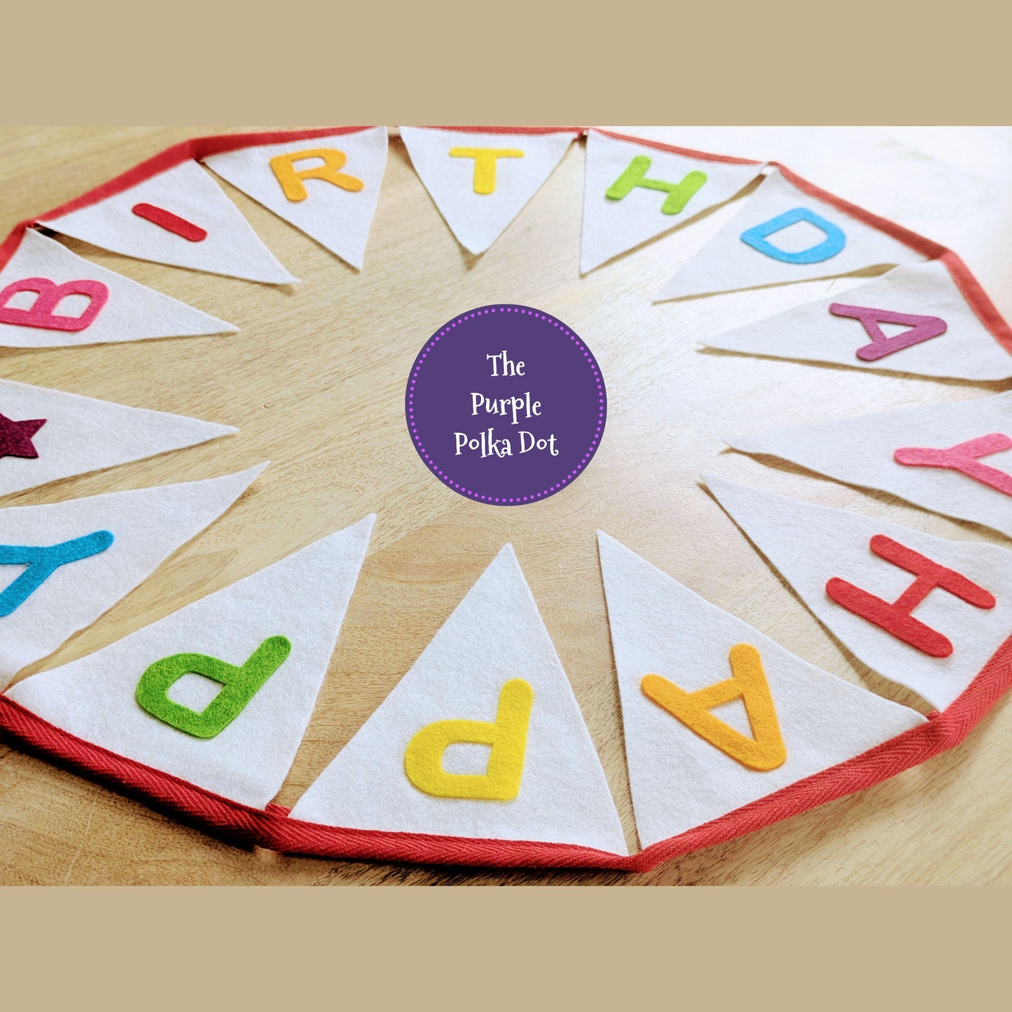 Happy Birthday felt bunting with rainbow hand-cut lettering