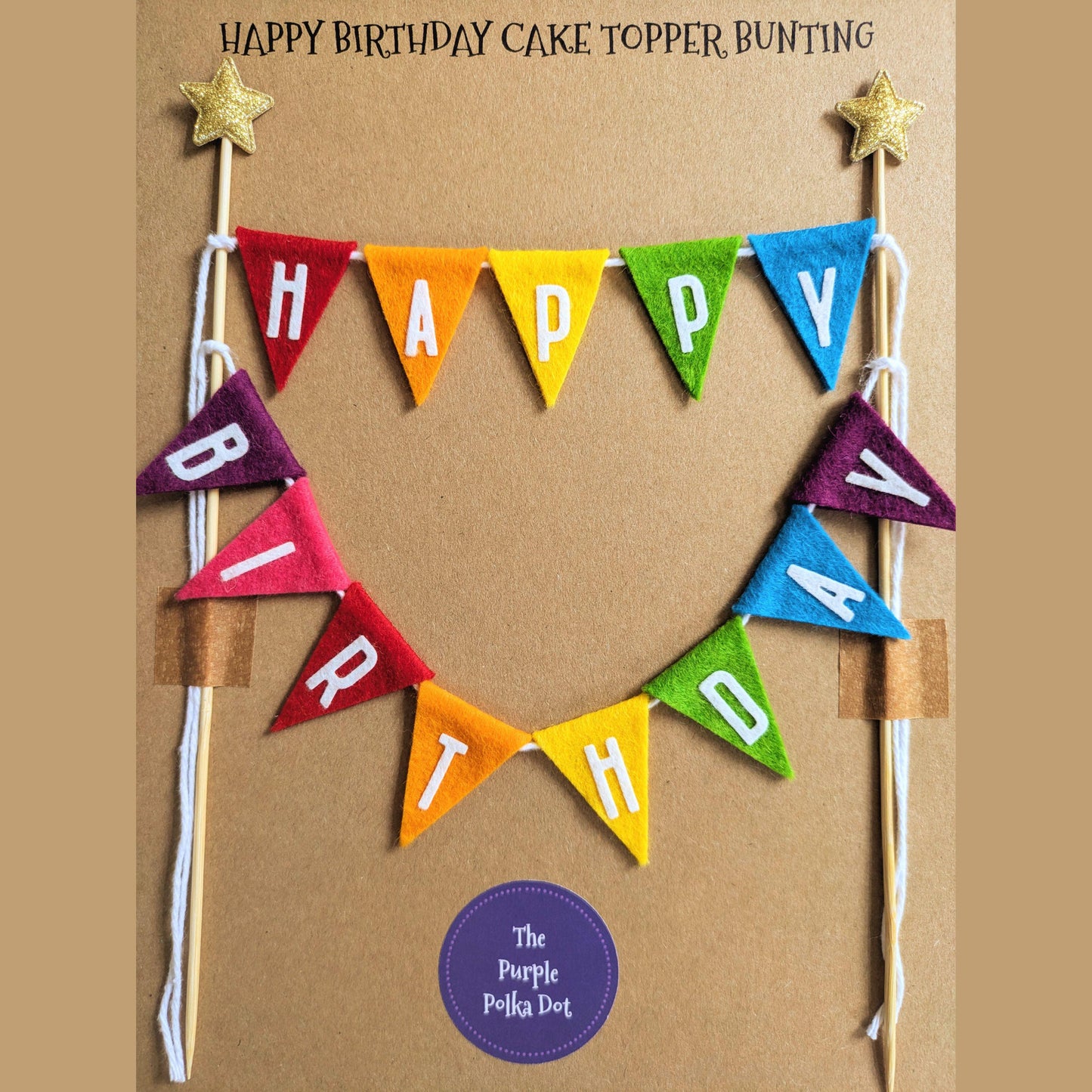 Happy Birthday Cake Topper Bunting in Rainbow Colours