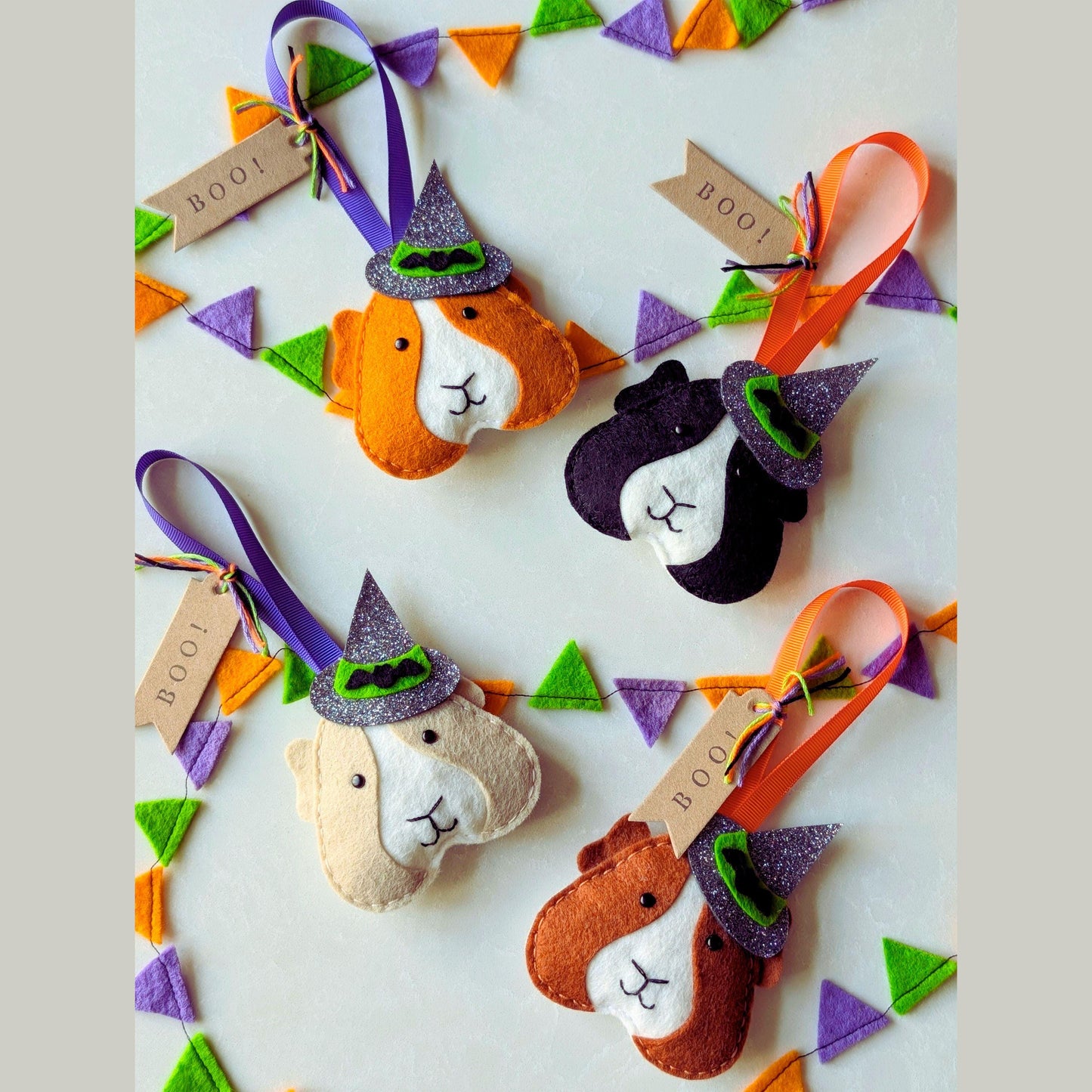 Felt Guinea Pig Halloween Hanging Decoration in Assorted Colours