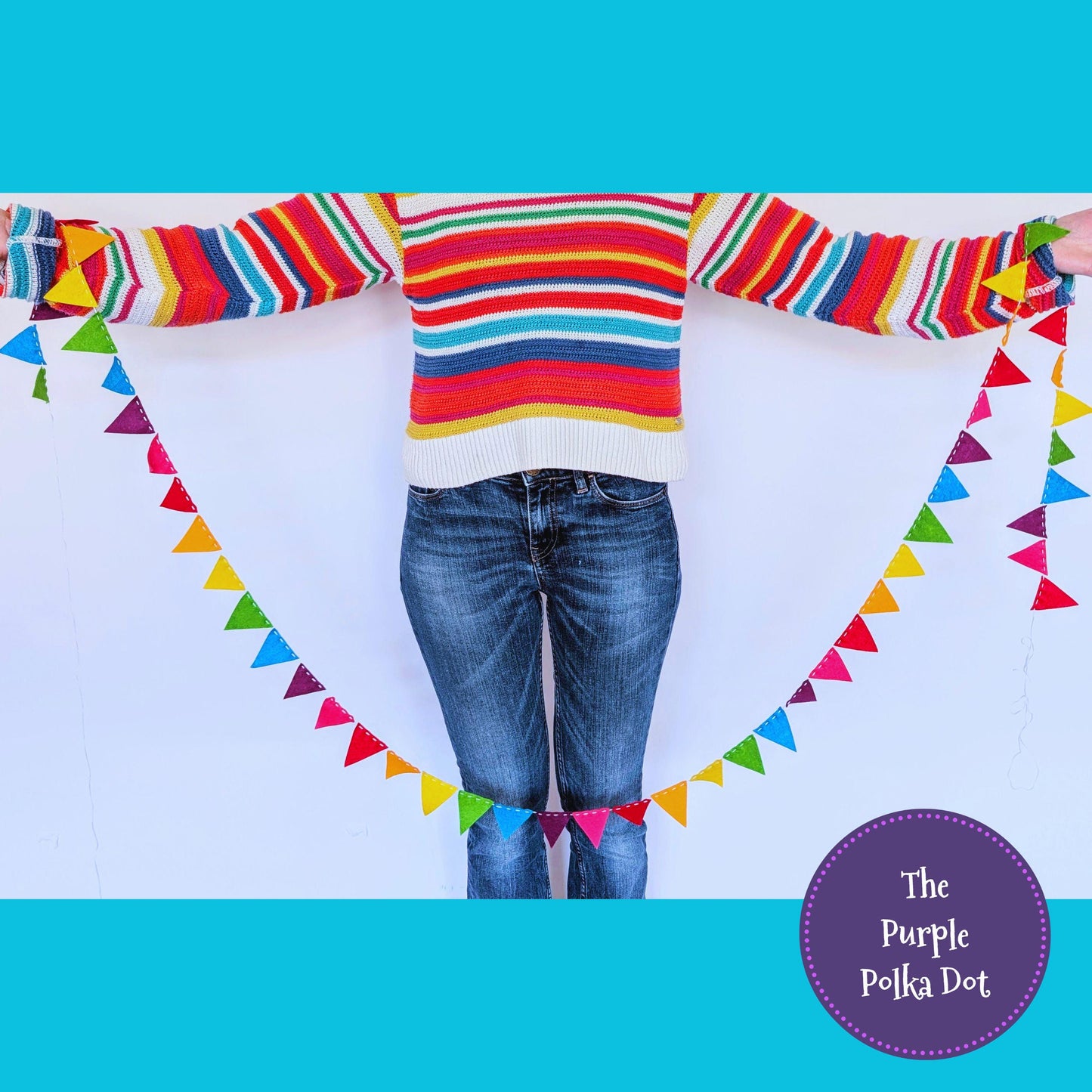 Felt rainbow mini bunting, colourful fabric banner, bright party mini flags, birthday party garland, cake smash photo prop, custom length