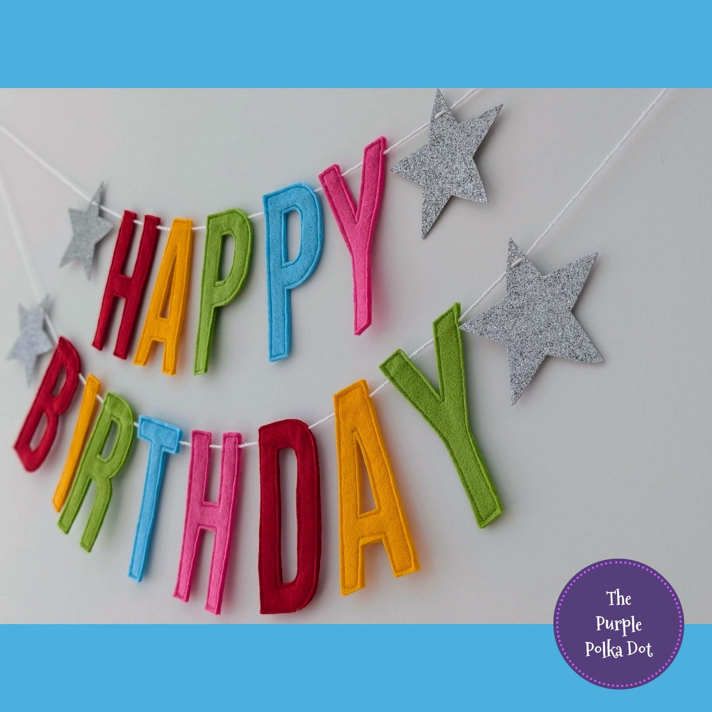 Felt happy birthday garland, rainbow birthday banner, colourful party bunting, reusable party decor, cake smash photo prop, eco party decor