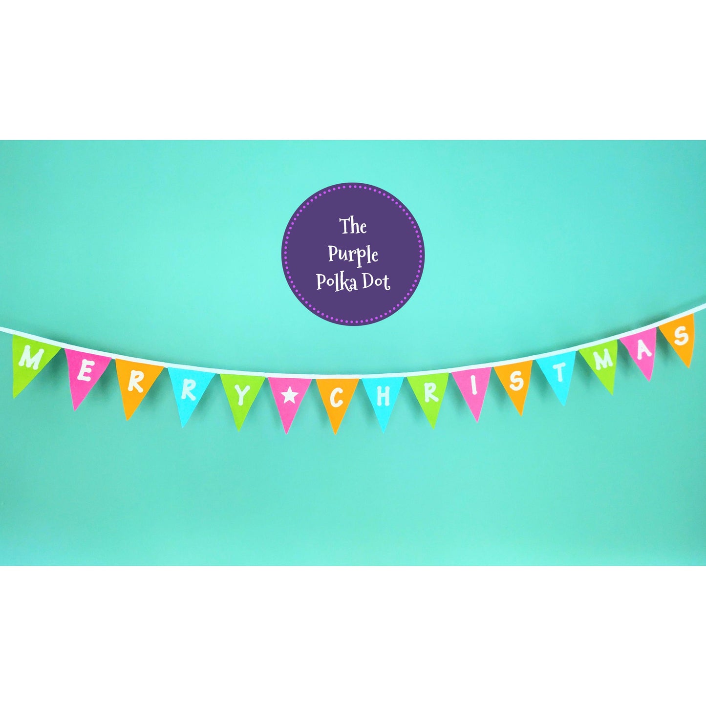 Merry Christmas large felt festive bunting garland hanging decoration in bright colours