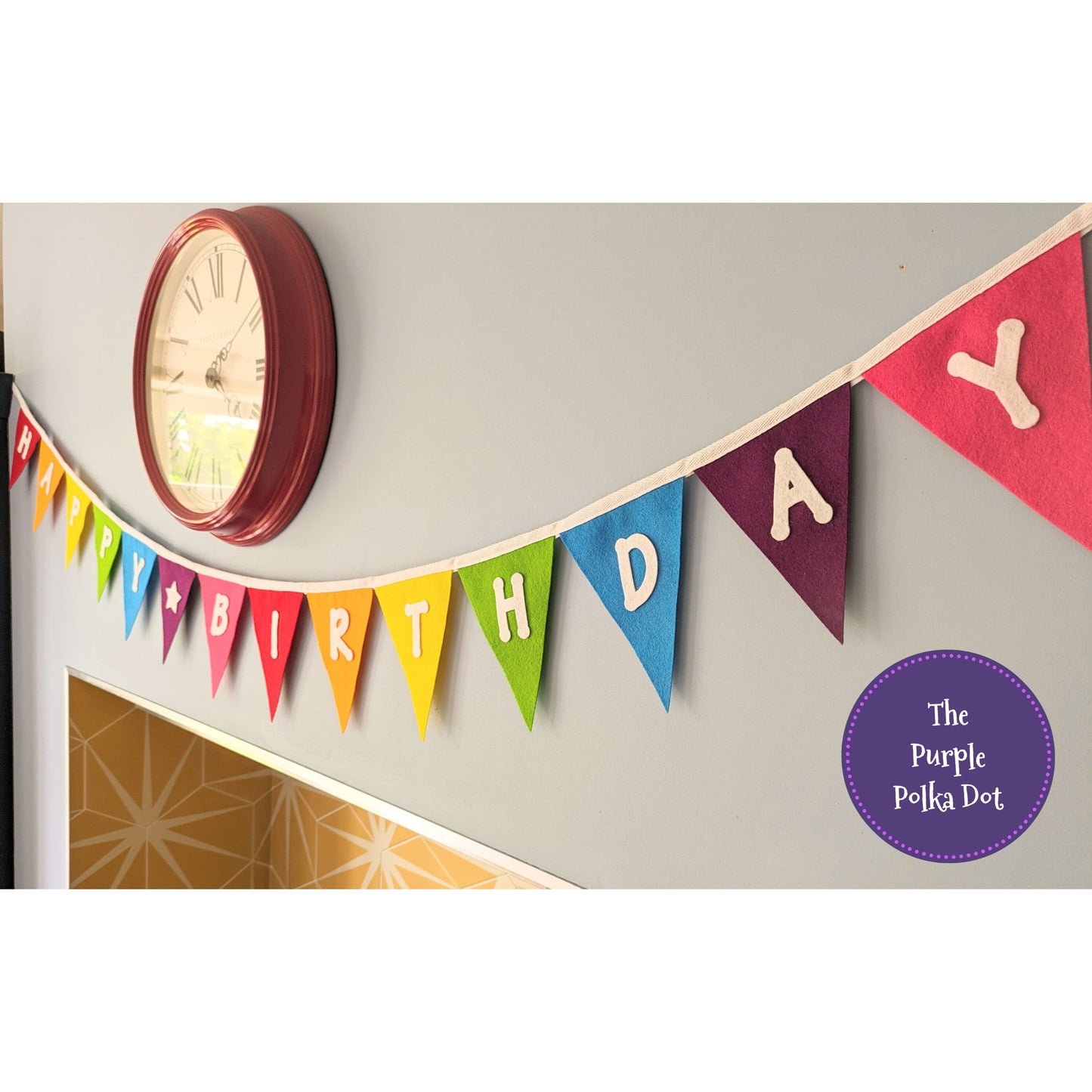 Happy Birthday felt rainbow bunting with large die cut lettering