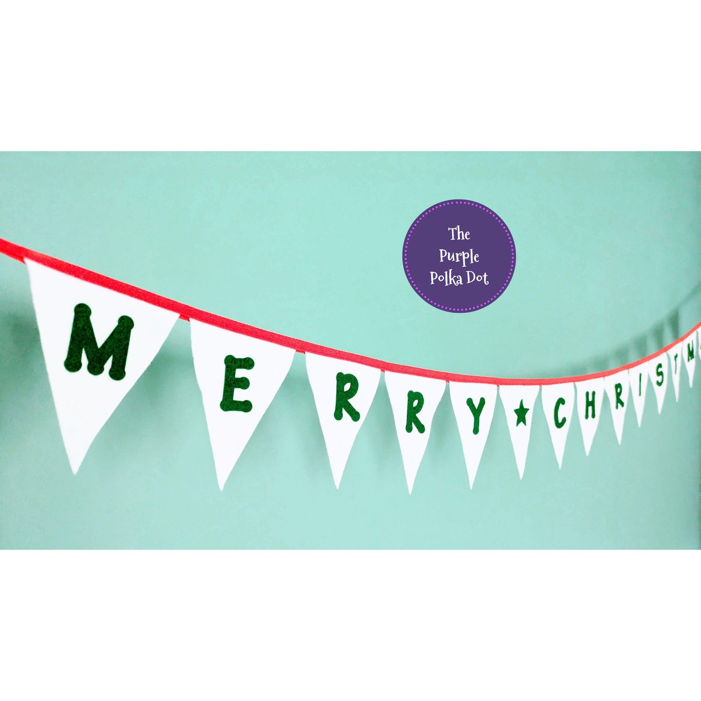 Merry Christmas large felt festive bunting garland hanging decoration in traditional colours