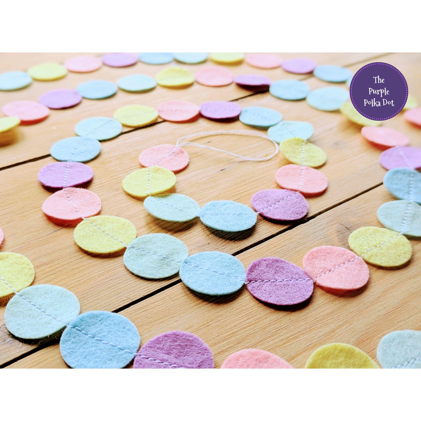 Rainbow pastel felt circle garland
