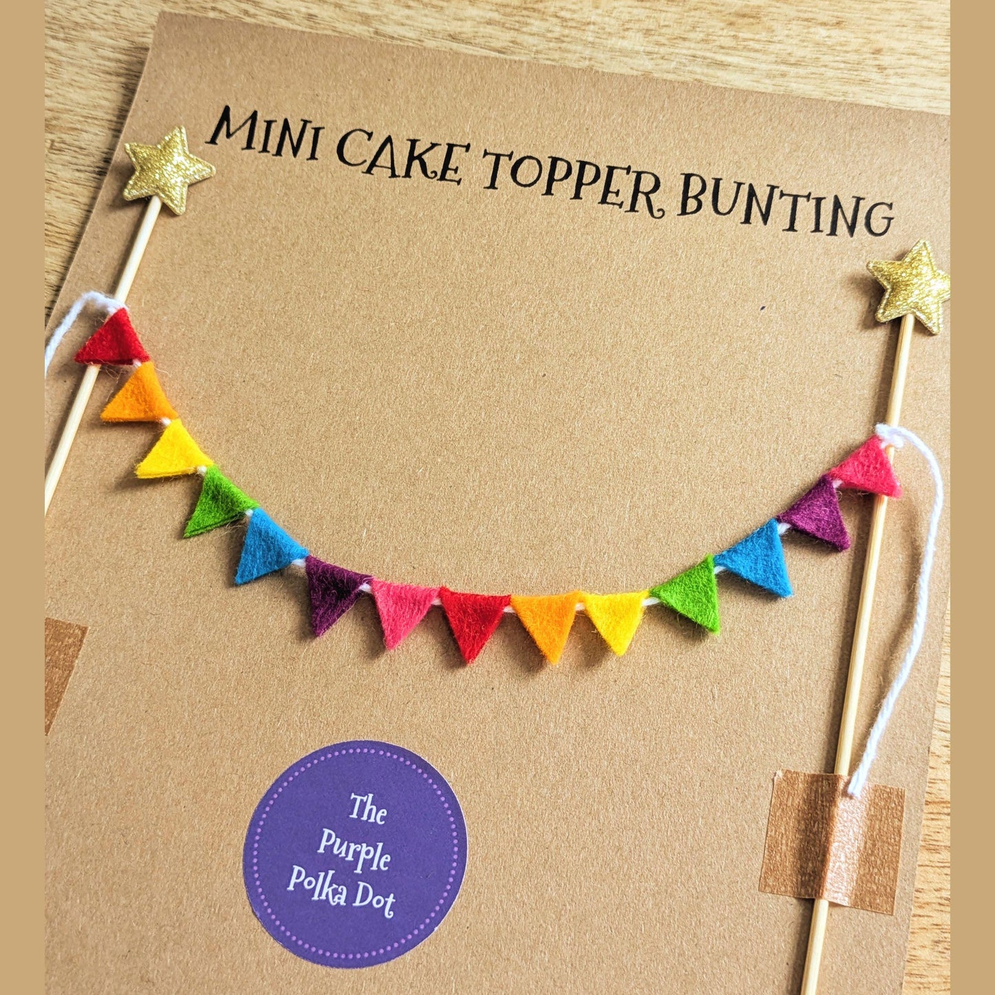 Felt Rainbow Cake Topper Bunting with Equilateral Triangle Flags