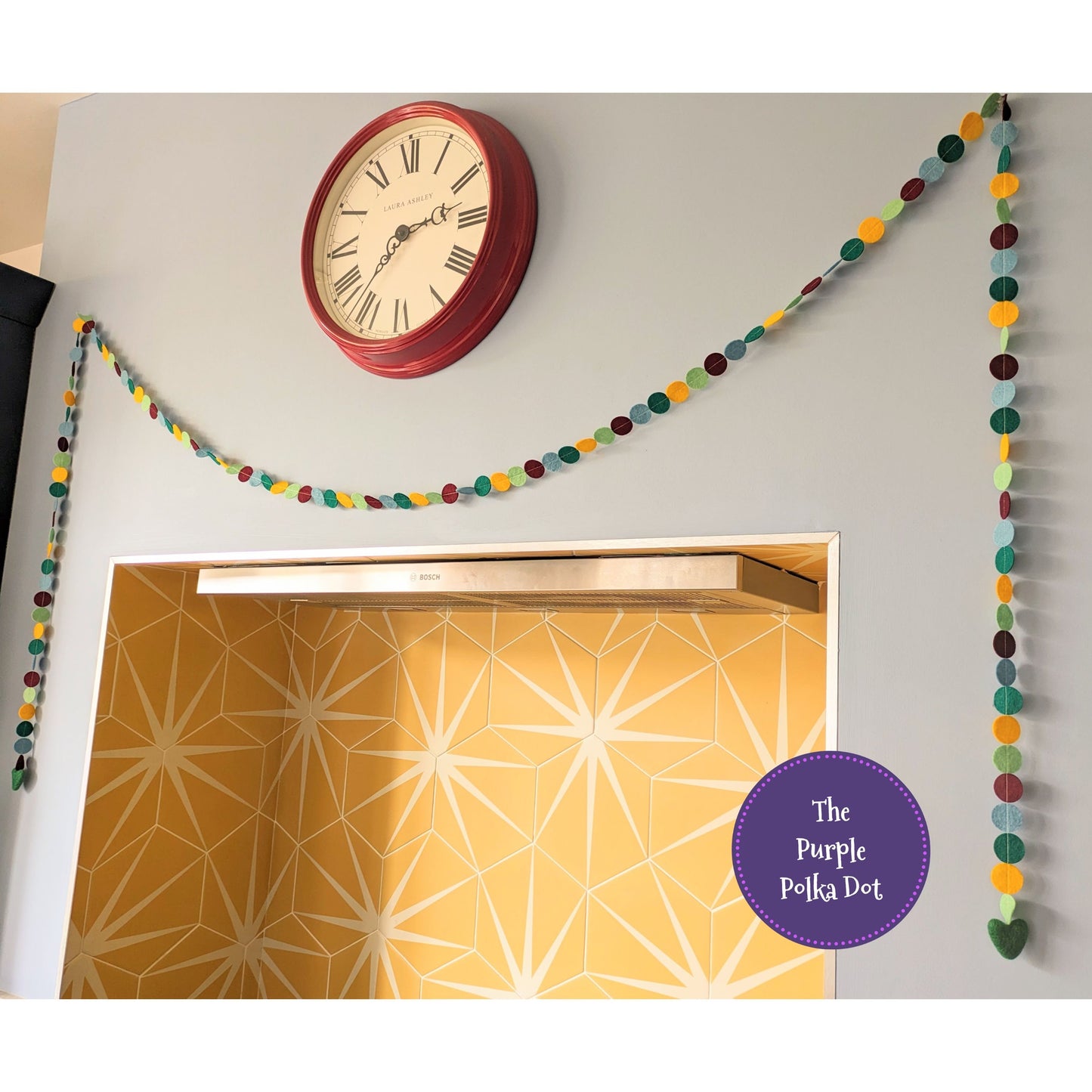 Emma Bridgewater Polka Dot inspired felt circle garland