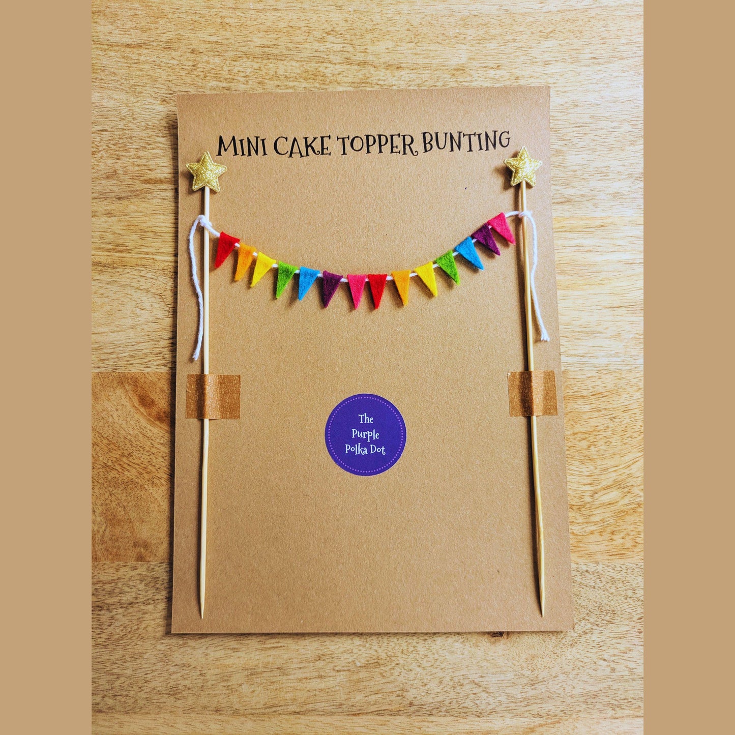 Felt Rainbow Cake Topper Bunting with Isosceles Triangle Flags