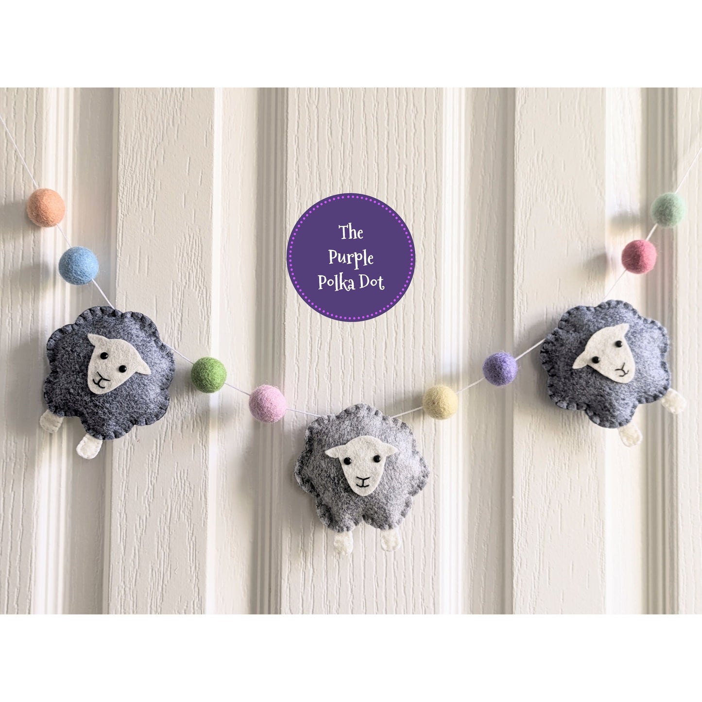 Felt Easter spring sheep nursery garland