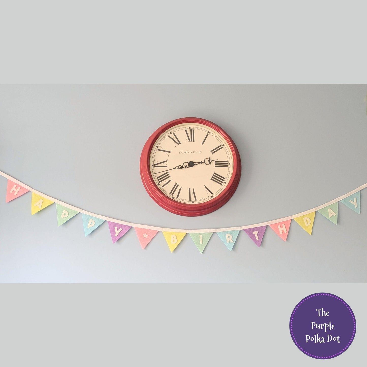 Happy Birthday felt rainbow pastel bunting with die-cut lettering