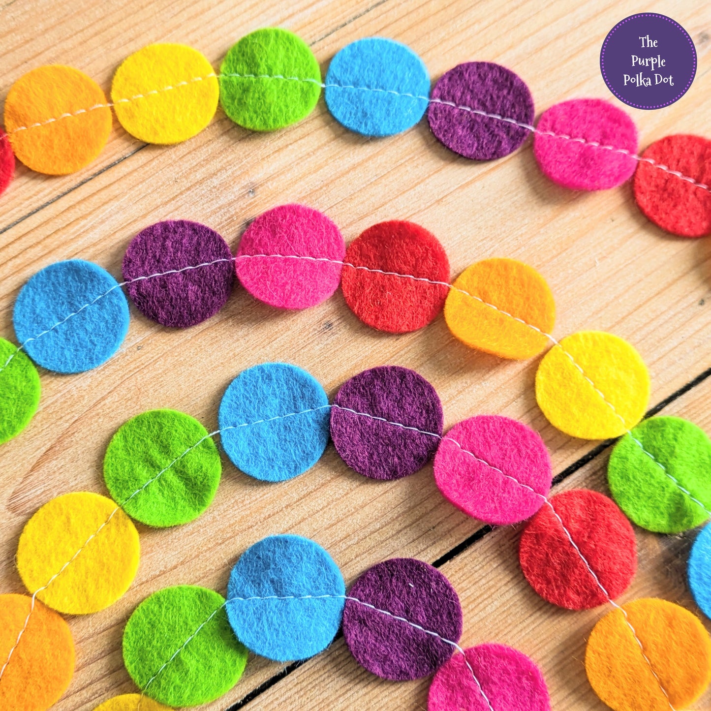 Rainbow felt circle garland