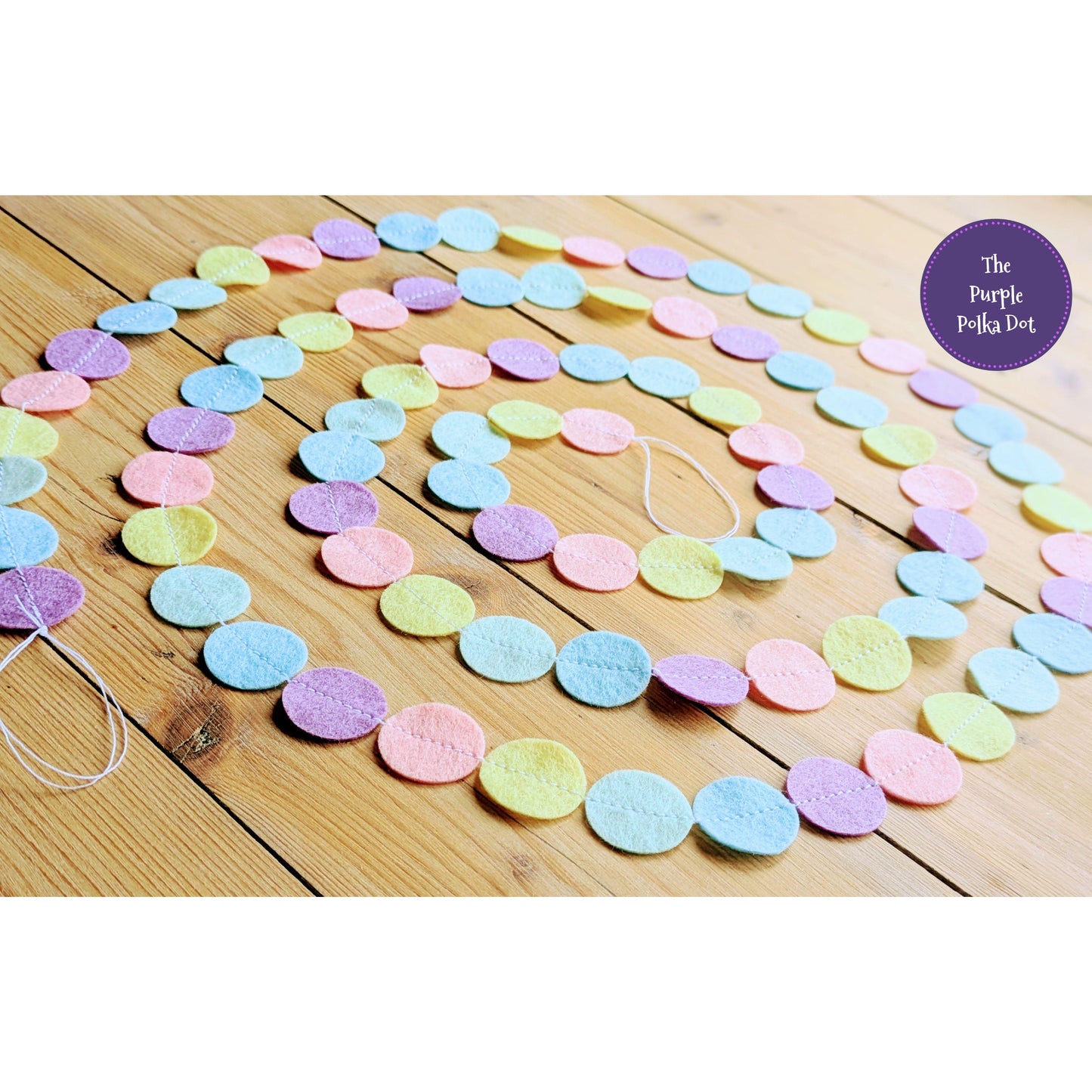 Rainbow pastel felt circle garland