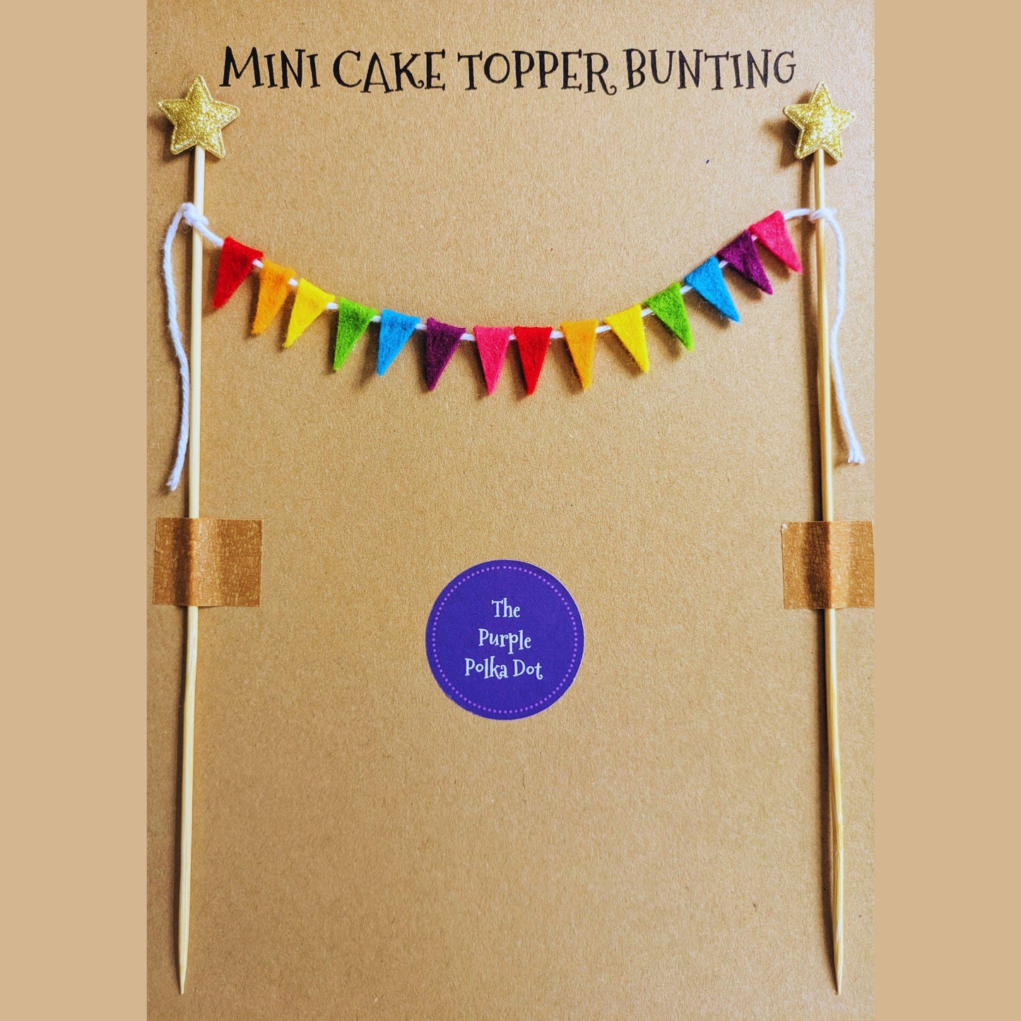 Felt Rainbow Cake Topper Bunting with Isosceles Triangle Flags