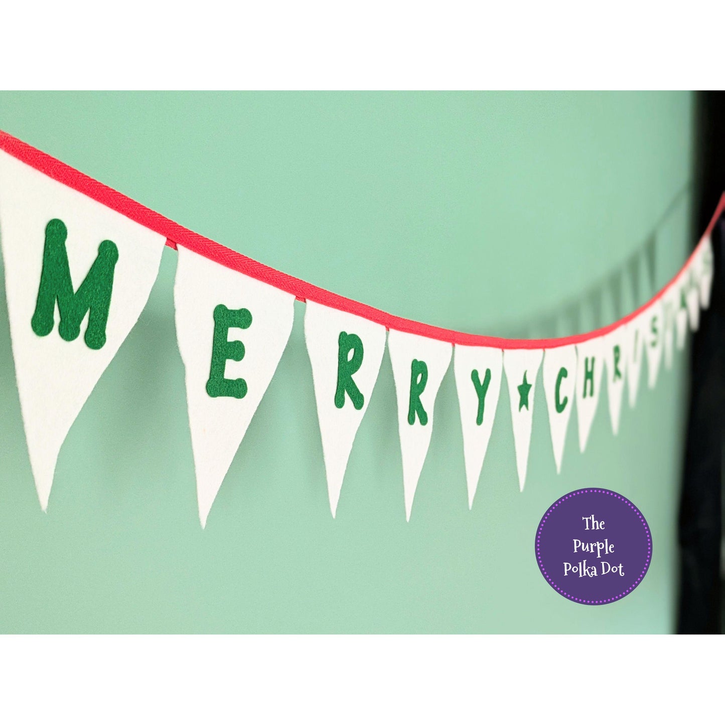 Merry Christmas large felt festive bunting garland hanging decoration in traditional colours