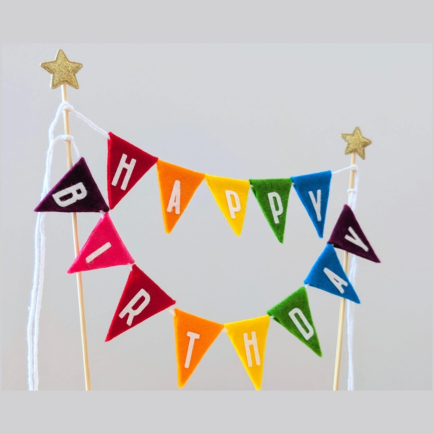 Happy Birthday Cake Topper Bunting in Rainbow Colours