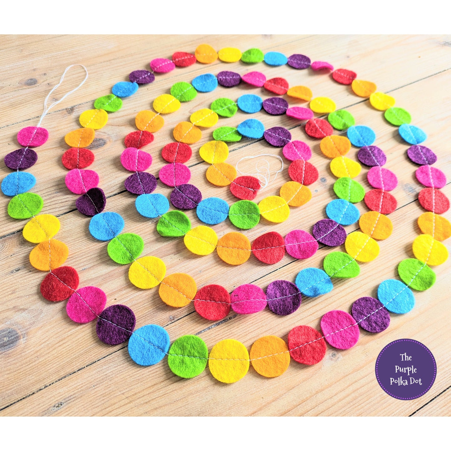 Rainbow felt circle garland