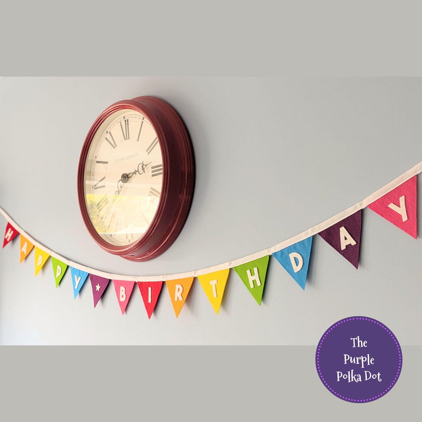 Happy Birthday felt rainbow bunting with die-cut lettering