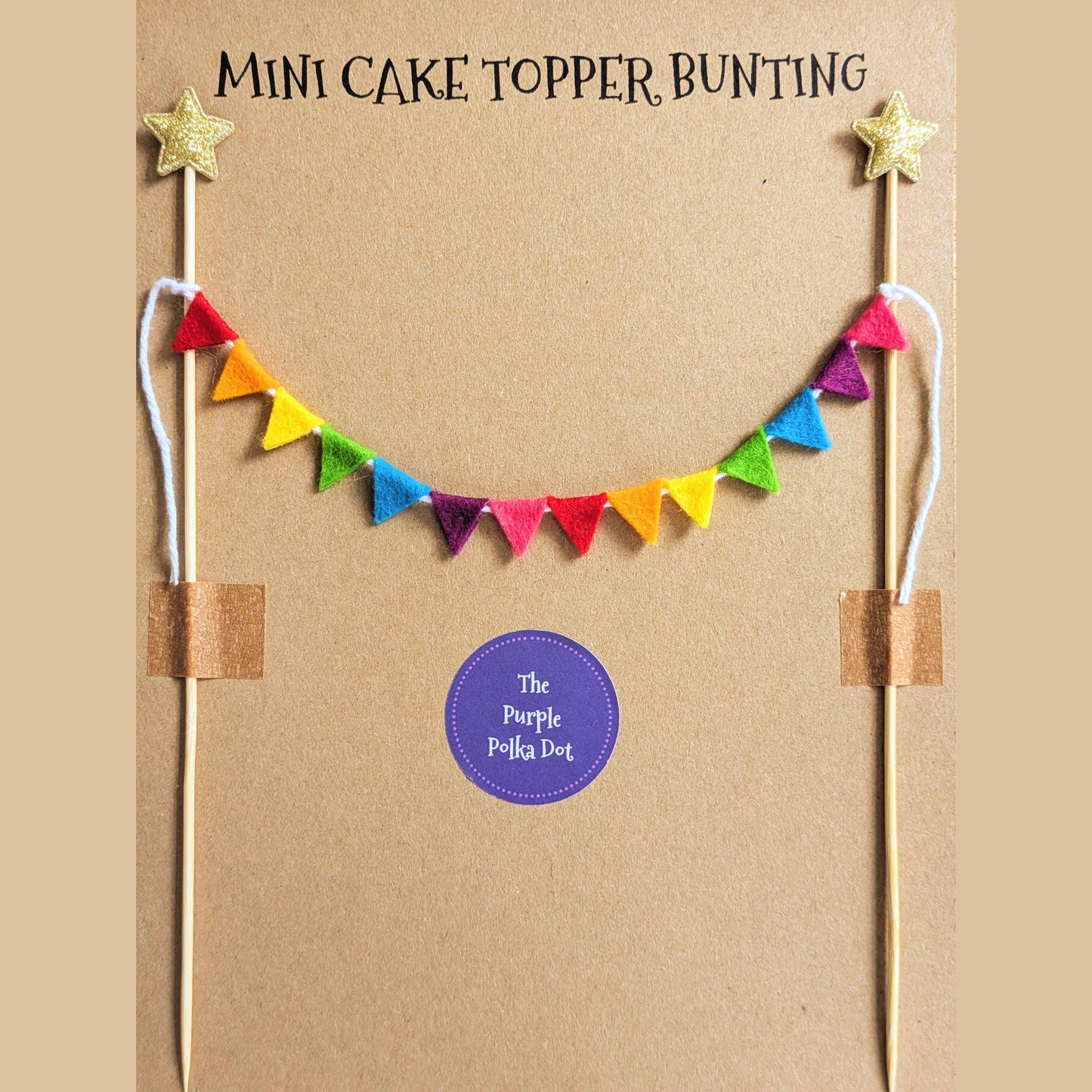 Felt Rainbow Cake Topper Bunting with Equilateral Triangle Flags