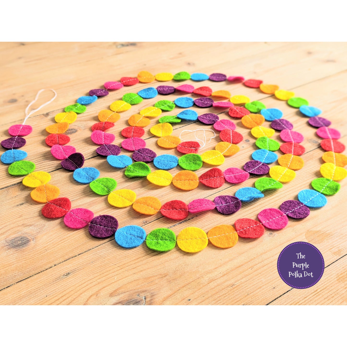 Rainbow felt circle garland