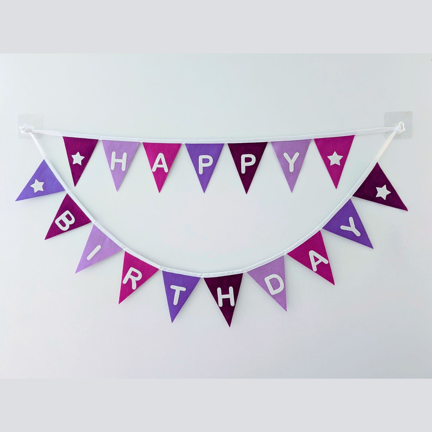 Purple Felt Happy Birthday Bunting - Larger Size, Two Tiers