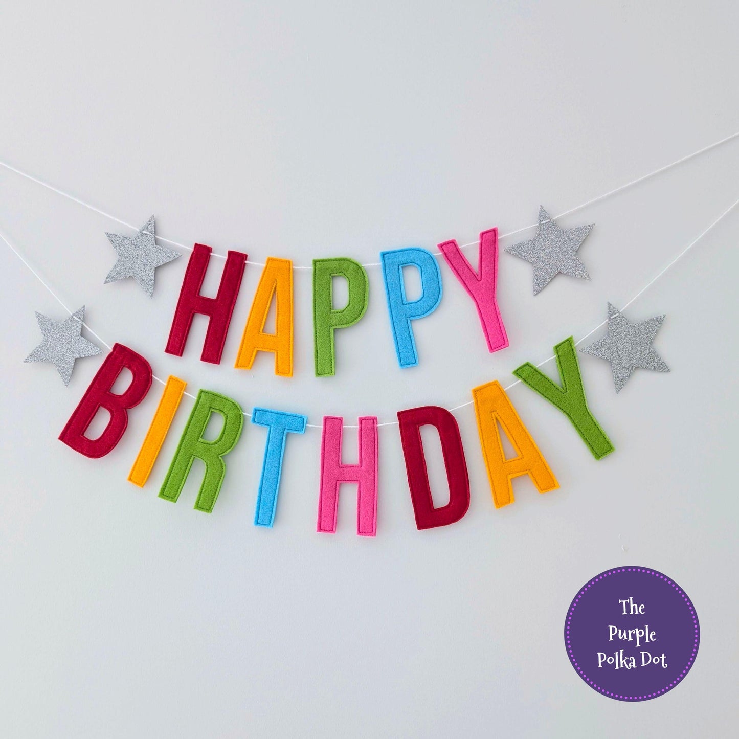 Felt happy birthday garland, rainbow birthday banner, colourful party bunting, reusable party decor, cake smash photo prop, eco party decor