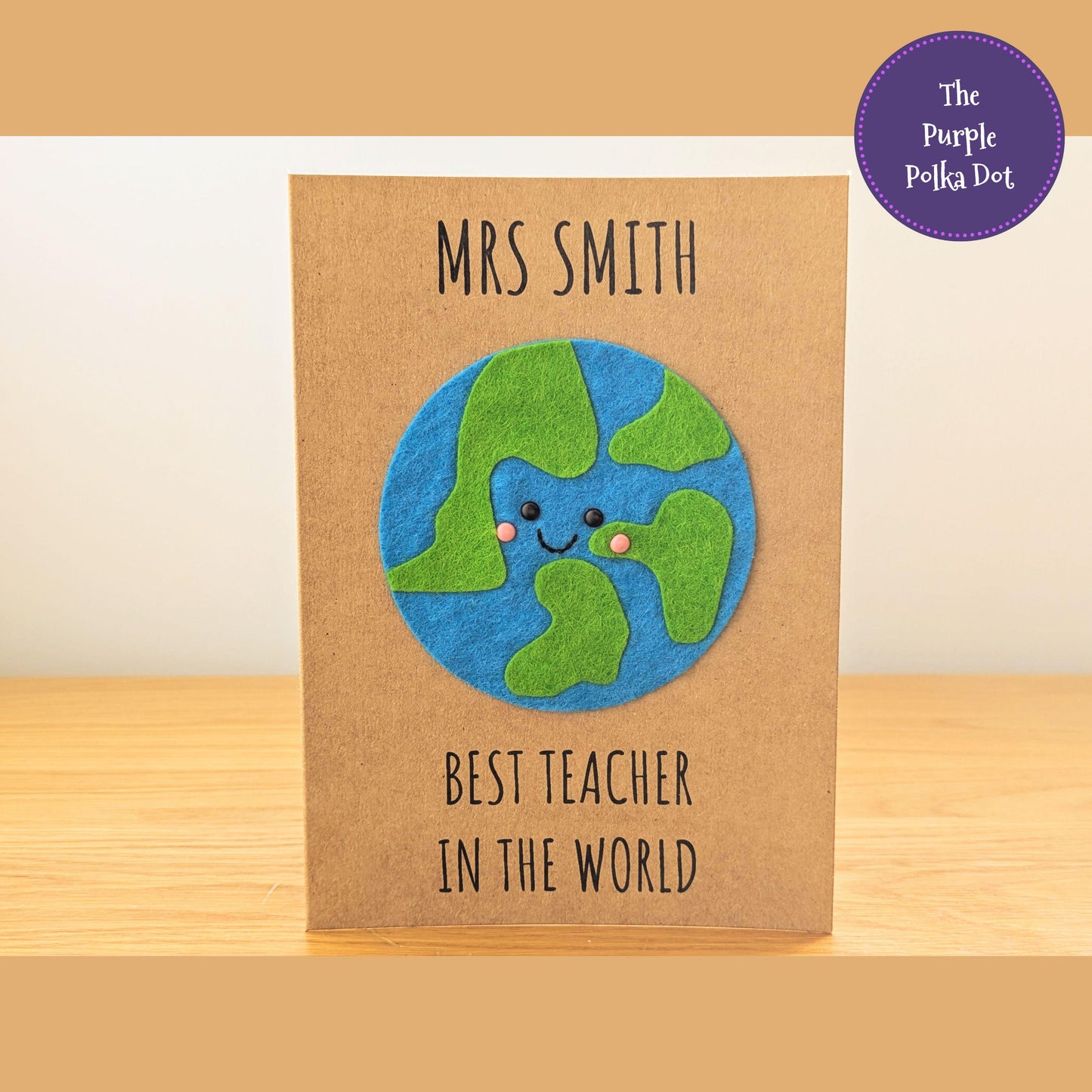 Personalised best teacher in the world card, end of year thank you teacher gift, thank you card for teacher, custom teacher gift, handmade