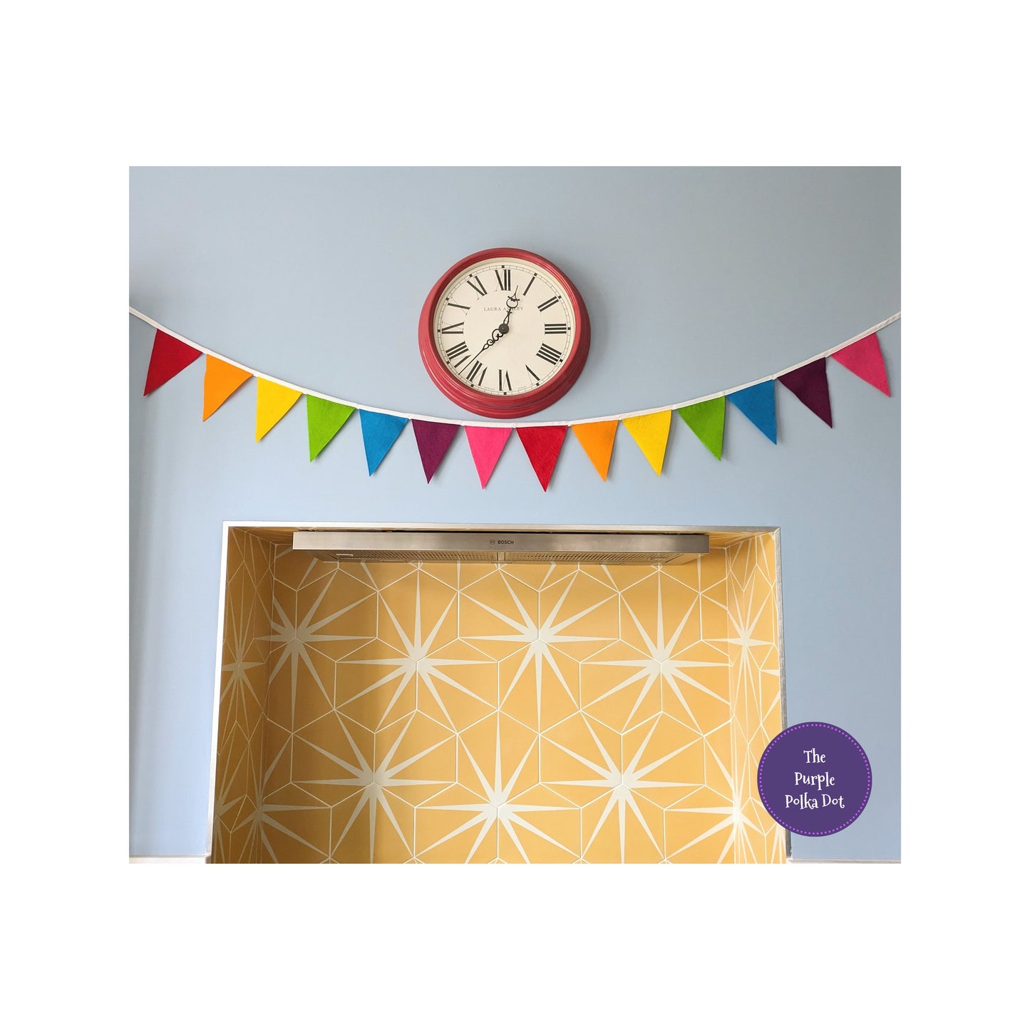 Rainbow felt bunting (7 colours, 14 flags)
