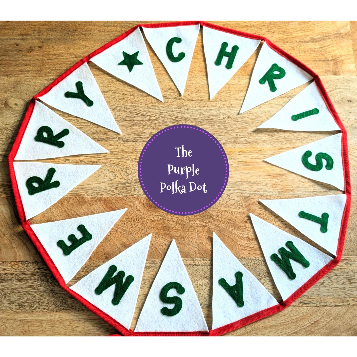 Merry Christmas large felt festive bunting garland hanging decoration in traditional colours