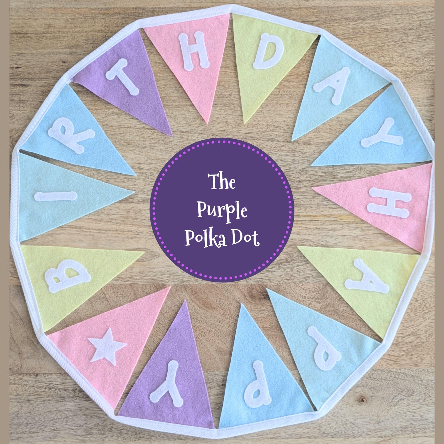 Happy Birthday felt rainbow pastel bunting with large die-cut lettering