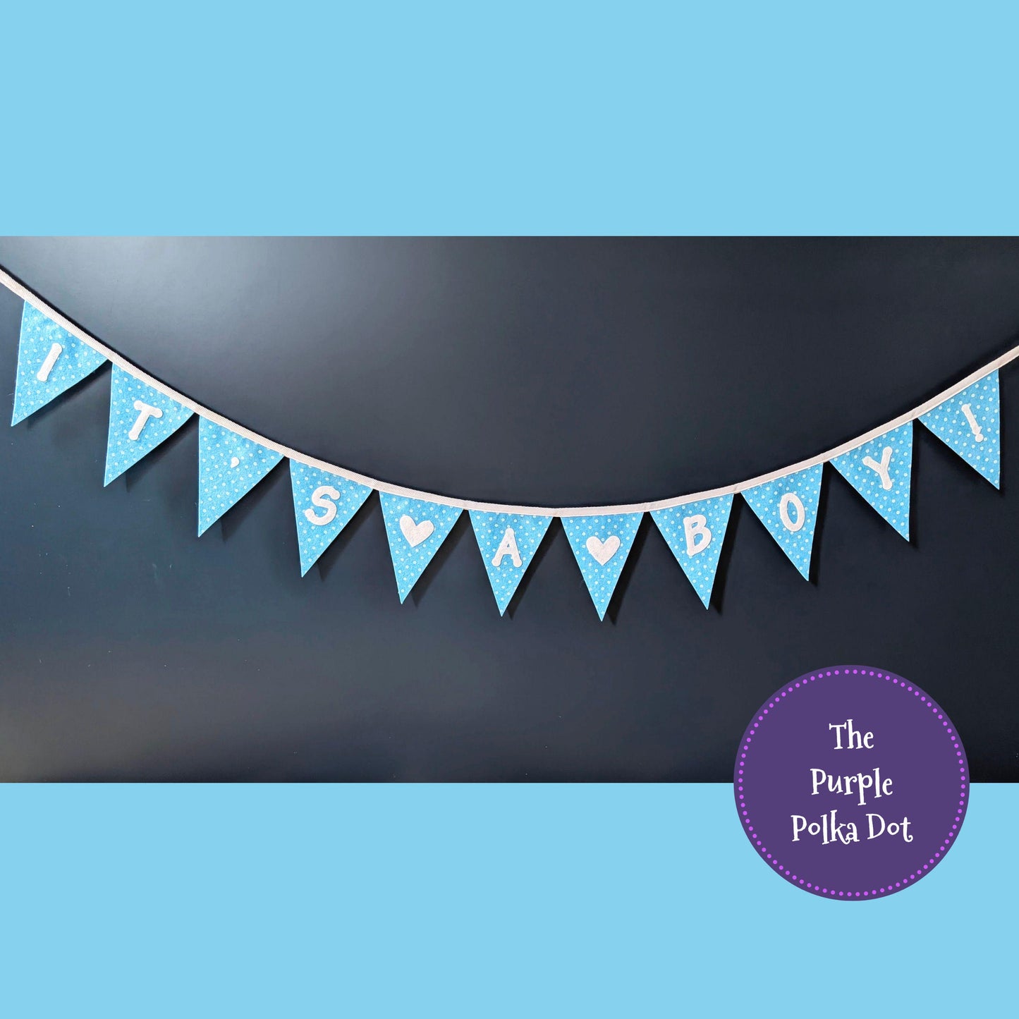 It's a boy banner, baby shower bunting, baby boy announcement sign, gender reveal garland, blue baby shower party decor, new baby banner