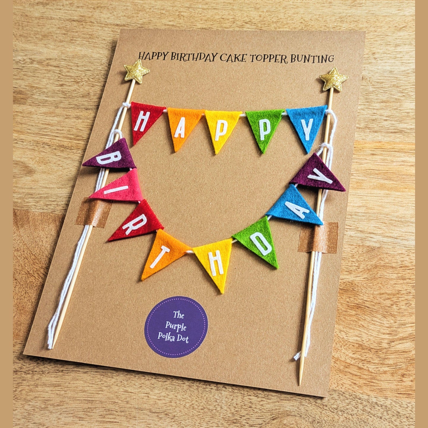 Happy Birthday Cake Topper Bunting in Rainbow Colours