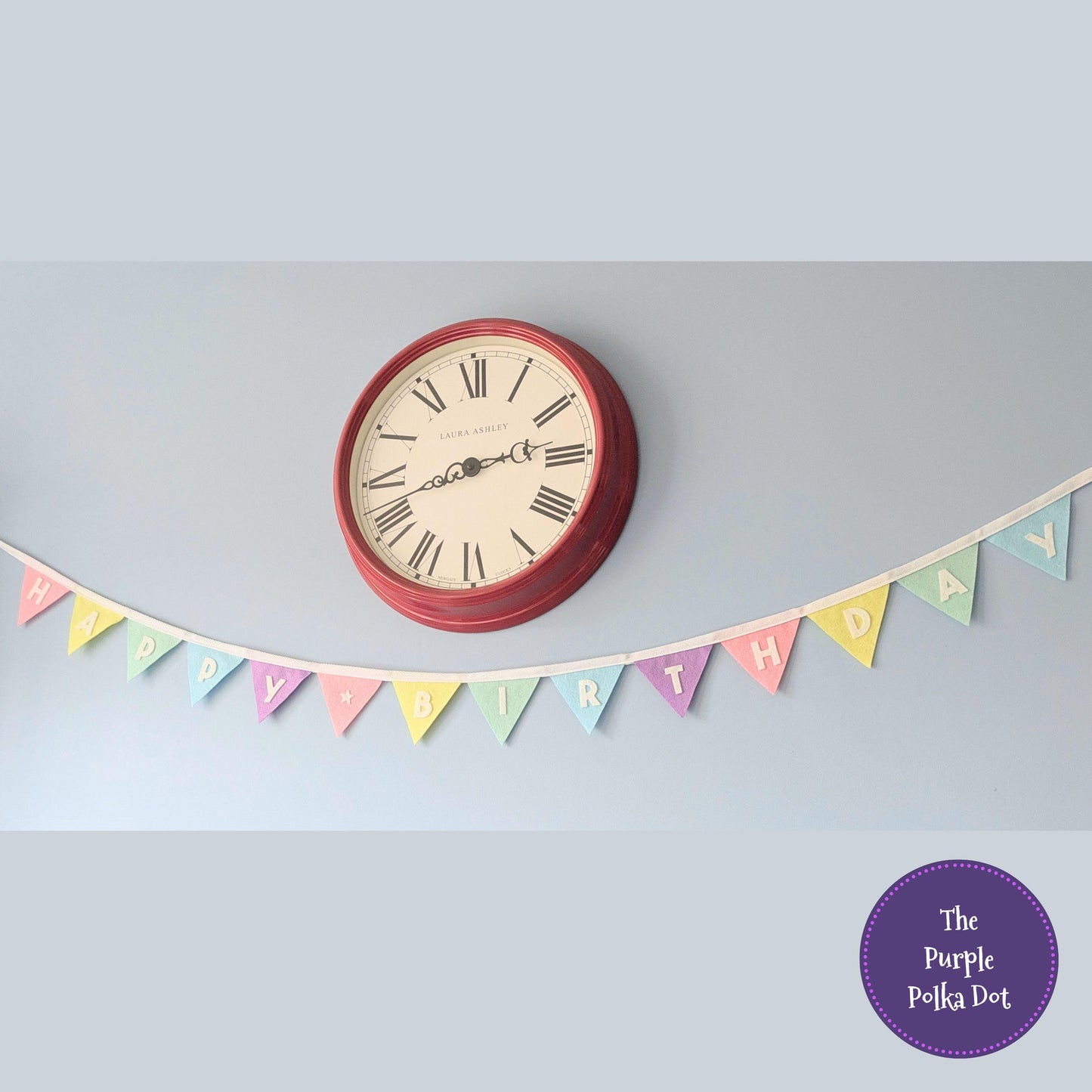 Happy Birthday felt rainbow pastel bunting with die-cut lettering