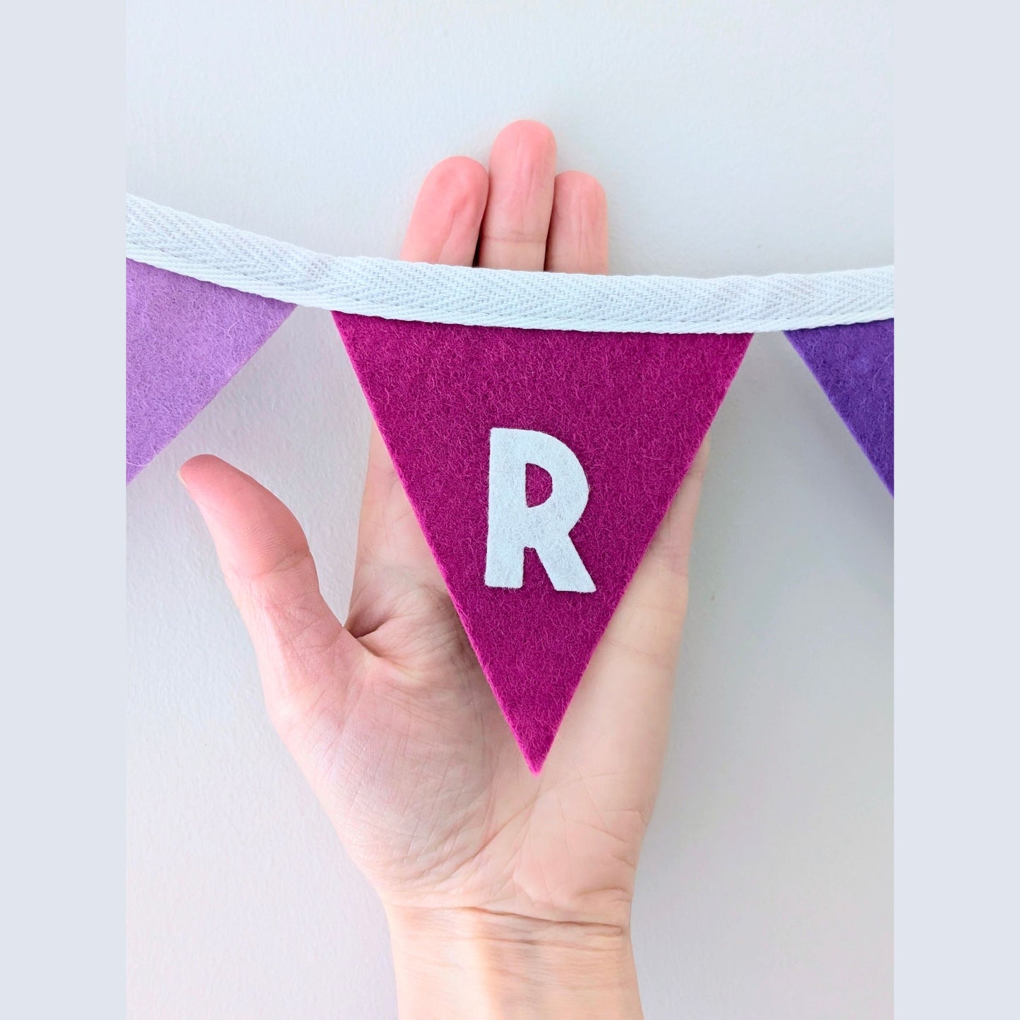 Purple Felt Happy Birthday Bunting - Smaller Size,Two Tiers