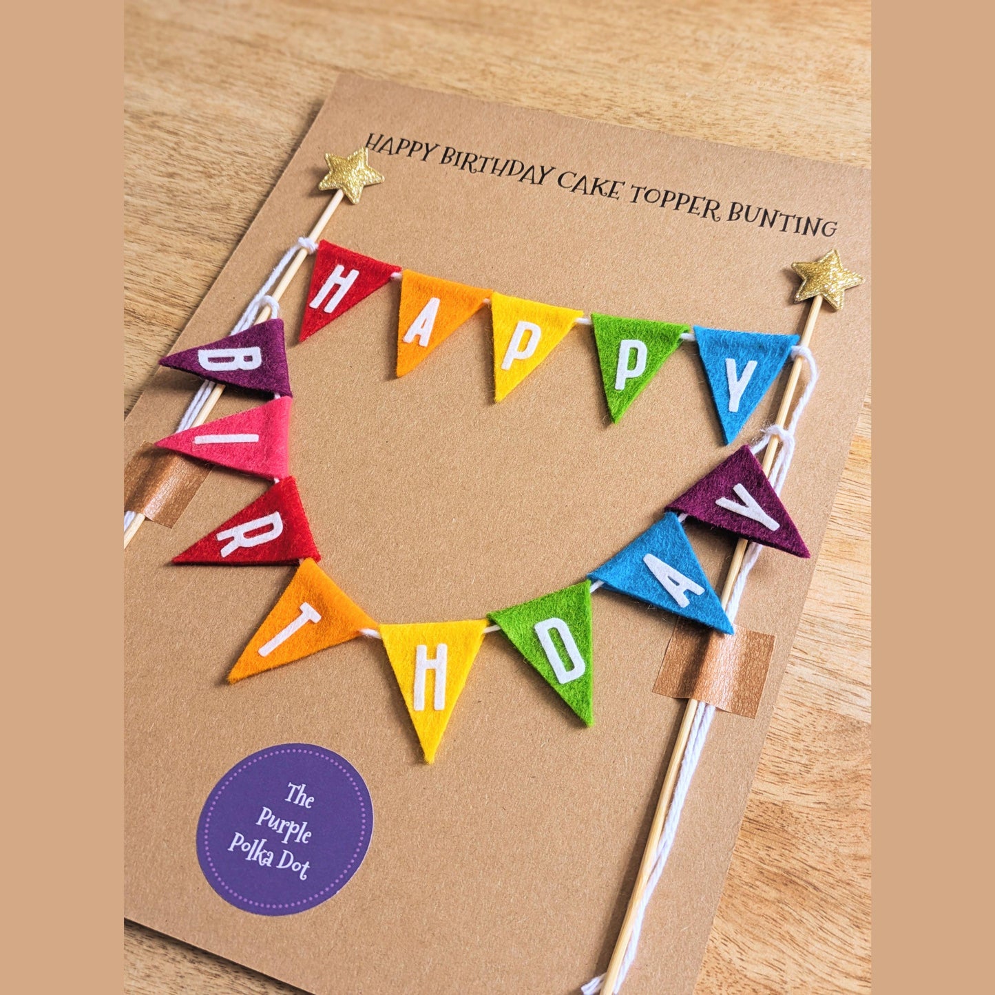 Happy Birthday Cake Topper Bunting in Rainbow Colours