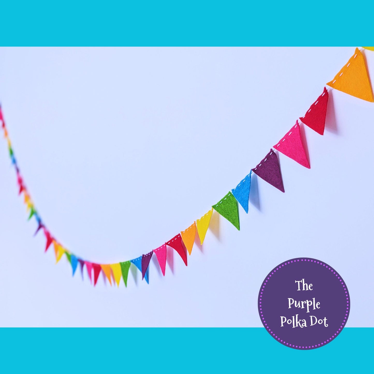 Felt rainbow mini bunting, colourful fabric banner, bright party mini flags, birthday party garland, cake smash photo prop, custom length