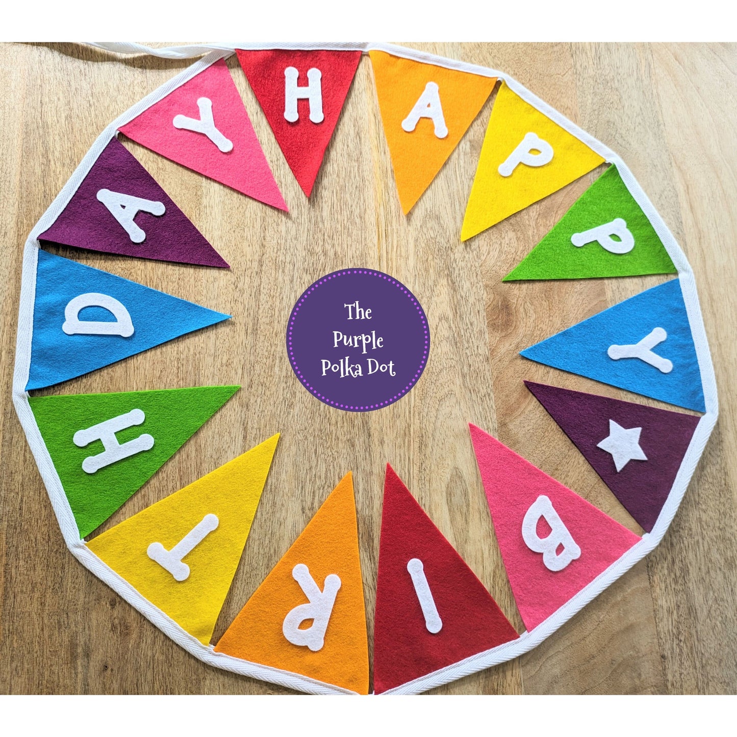 Happy Birthday felt rainbow bunting with large die cut lettering