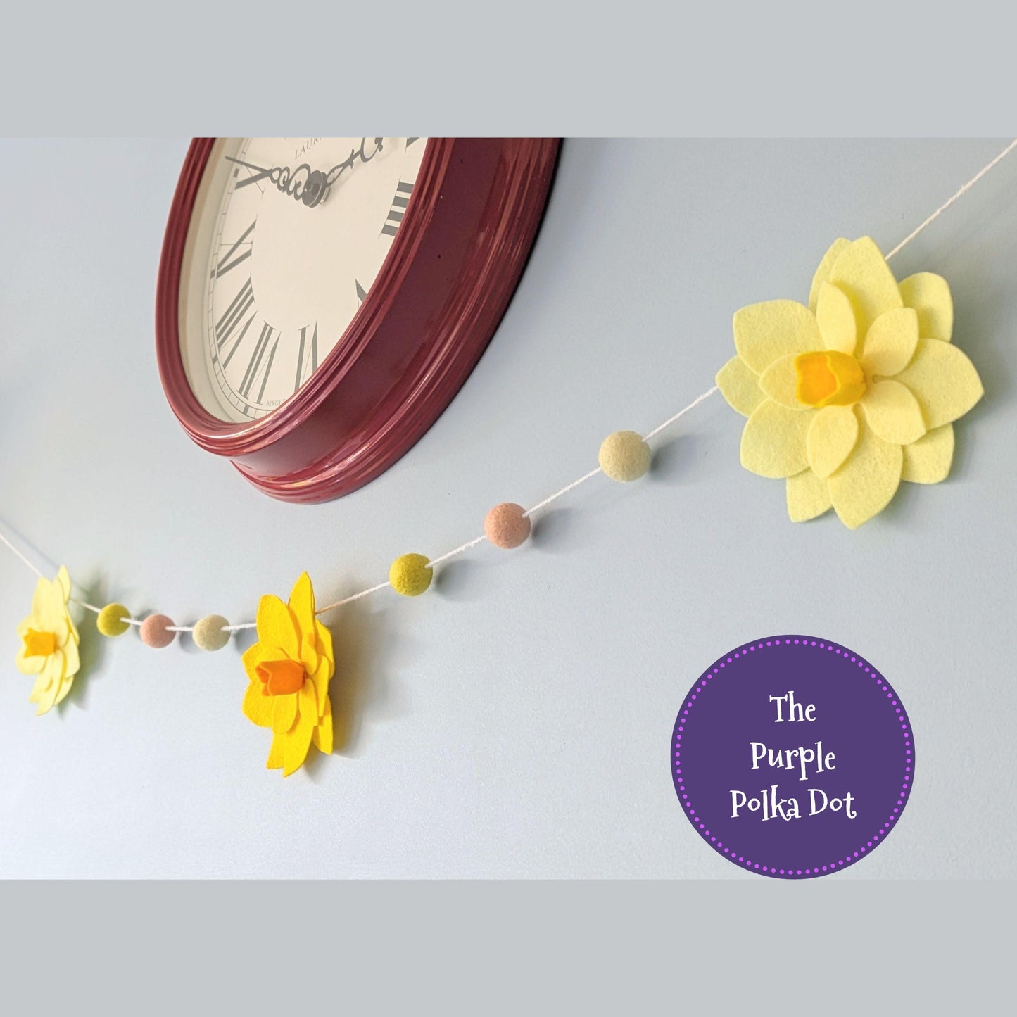Spring Easter felt daffodil flower garland