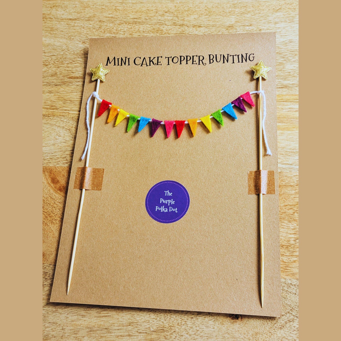 Felt Rainbow Cake Topper Bunting with Isosceles Triangle Flags