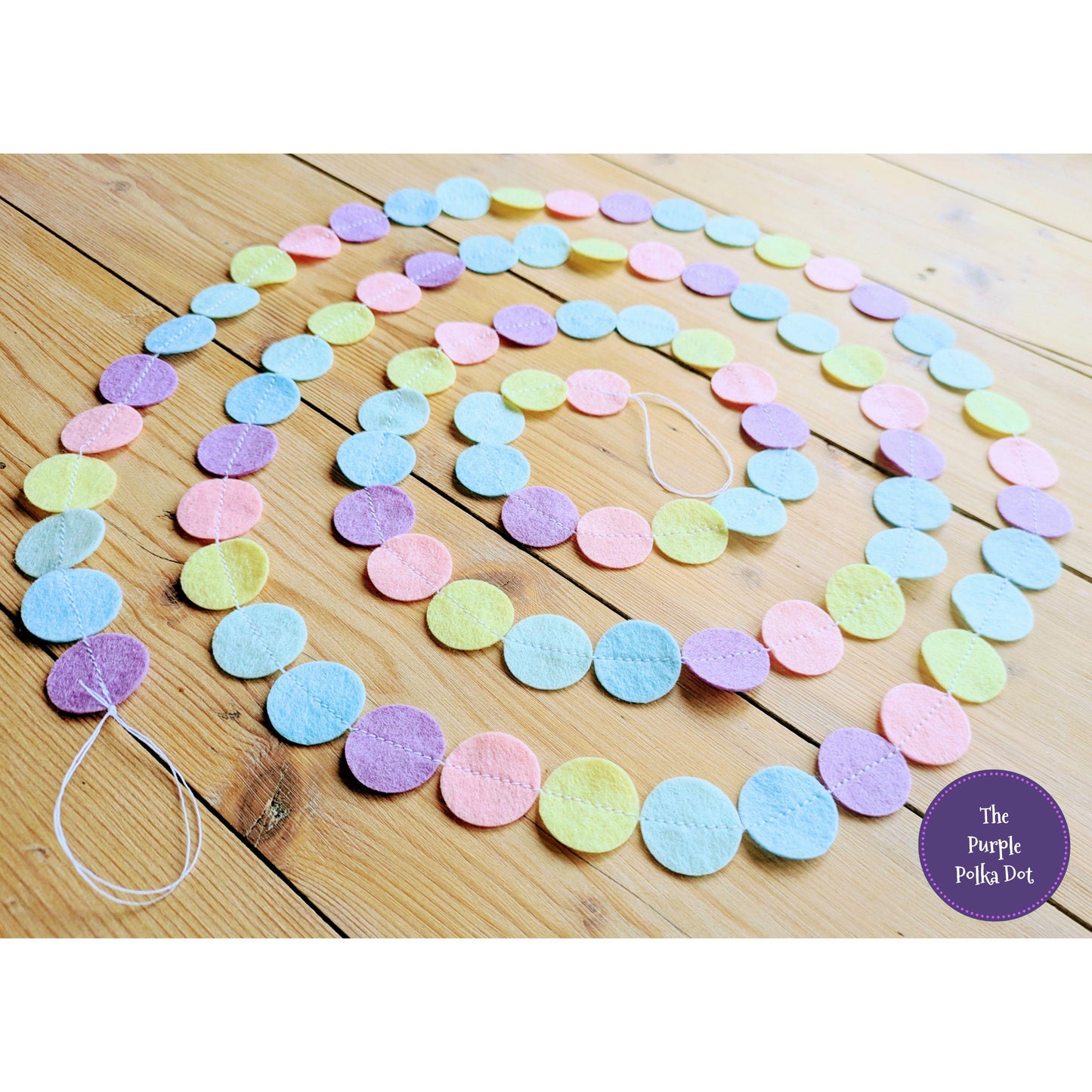 Rainbow pastel felt circle garland